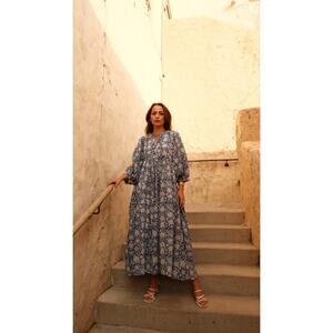 House of Sundar Maya Midi Dress Blue Iris Size XL